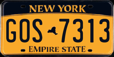 NY license plate GOS7313
