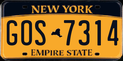 NY license plate GOS7314