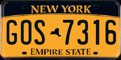 NY license plate GOS7316