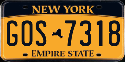 NY license plate GOS7318