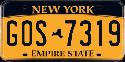 NY license plate GOS7319