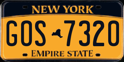 NY license plate GOS7320