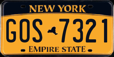 NY license plate GOS7321