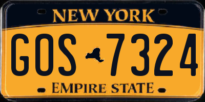 NY license plate GOS7324