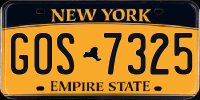 NY license plate GOS7325