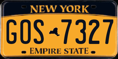 NY license plate GOS7327