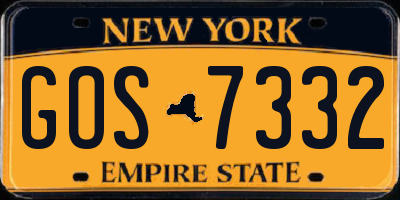 NY license plate GOS7332