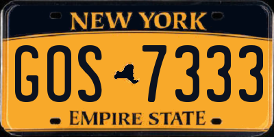NY license plate GOS7333