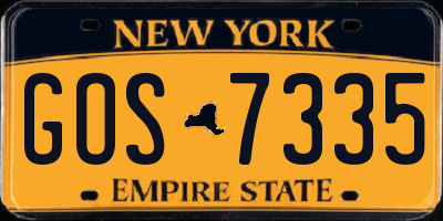NY license plate GOS7335