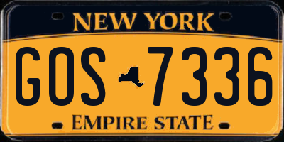 NY license plate GOS7336