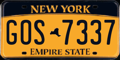 NY license plate GOS7337