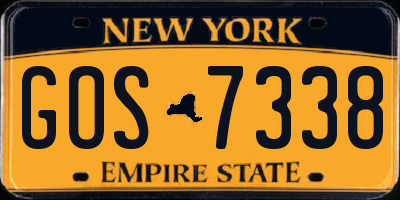 NY license plate GOS7338