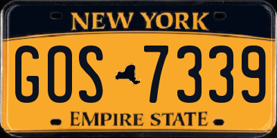 NY license plate GOS7339