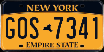 NY license plate GOS7341
