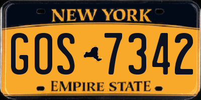 NY license plate GOS7342