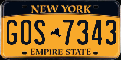 NY license plate GOS7343