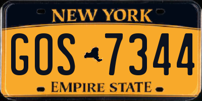 NY license plate GOS7344