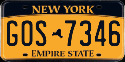 NY license plate GOS7346