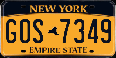 NY license plate GOS7349