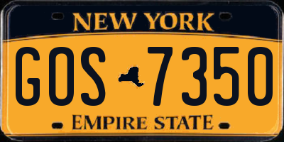 NY license plate GOS7350