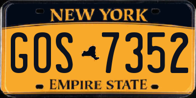 NY license plate GOS7352