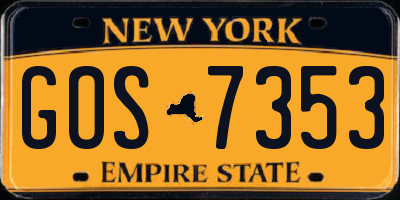 NY license plate GOS7353