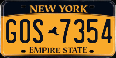 NY license plate GOS7354