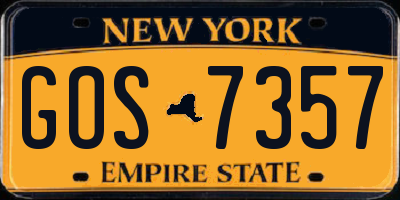 NY license plate GOS7357