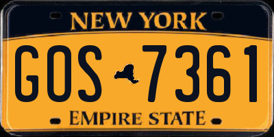 NY license plate GOS7361