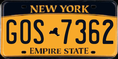 NY license plate GOS7362