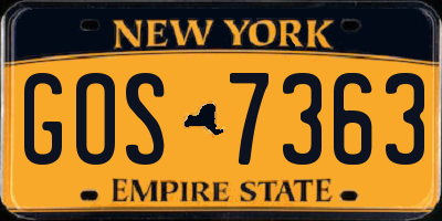 NY license plate GOS7363