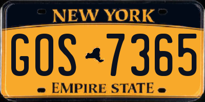 NY license plate GOS7365