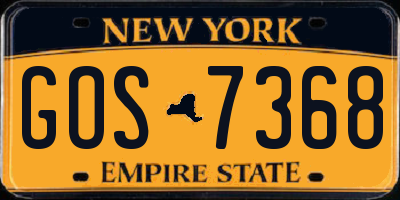 NY license plate GOS7368