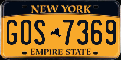 NY license plate GOS7369
