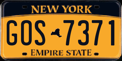 NY license plate GOS7371