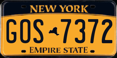 NY license plate GOS7372