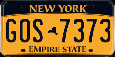 NY license plate GOS7373
