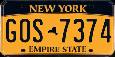 NY license plate GOS7374