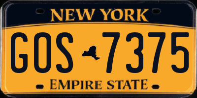 NY license plate GOS7375