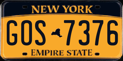 NY license plate GOS7376