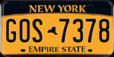 NY license plate GOS7378