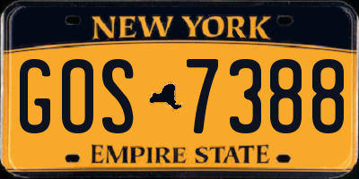 NY license plate GOS7388