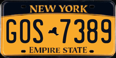 NY license plate GOS7389