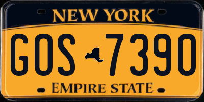 NY license plate GOS7390