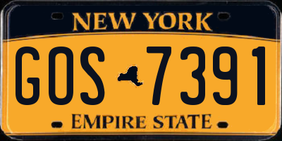 NY license plate GOS7391