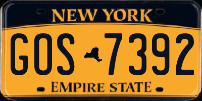 NY license plate GOS7392