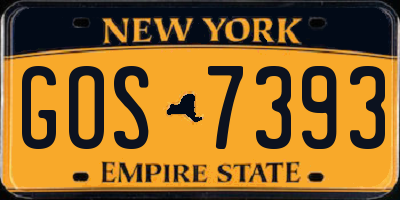 NY license plate GOS7393