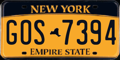 NY license plate GOS7394