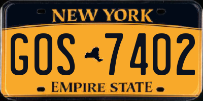 NY license plate GOS7402