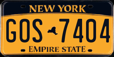 NY license plate GOS7404